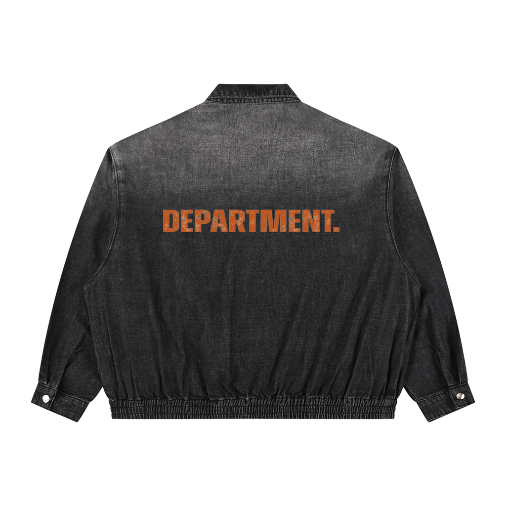 Unisex Vintage Wash Full-Zip Denim Jacket