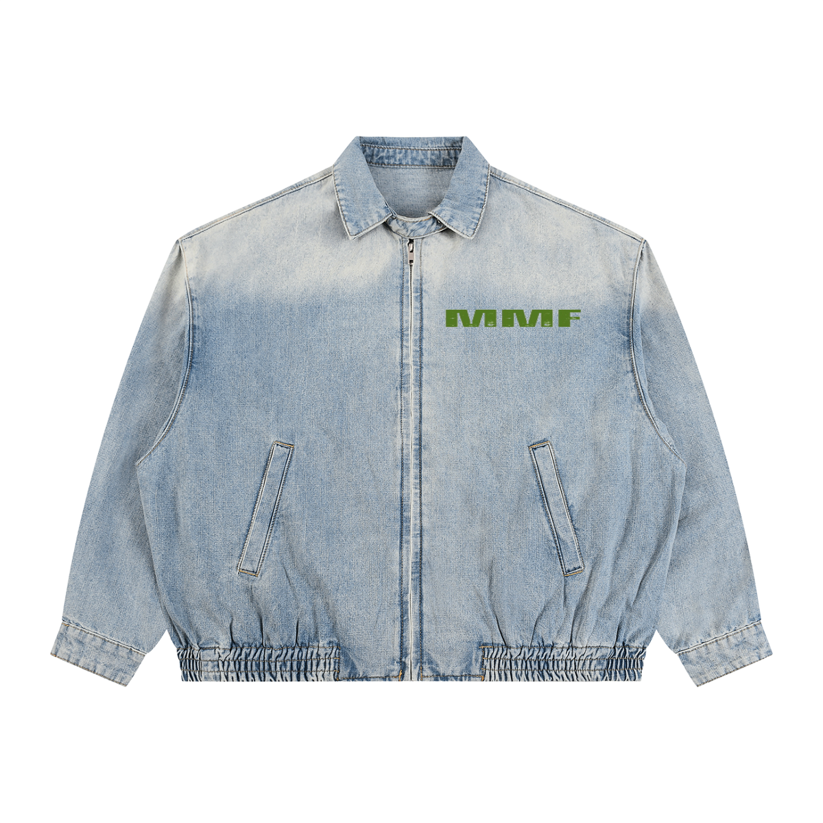Unisex Vintage Wash Full-Zip Denim Jacket