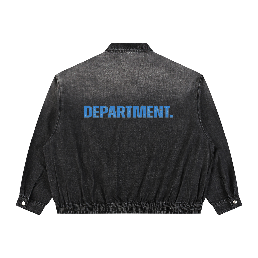 Unisex Vintage Wash Full-Zip Denim Jacket