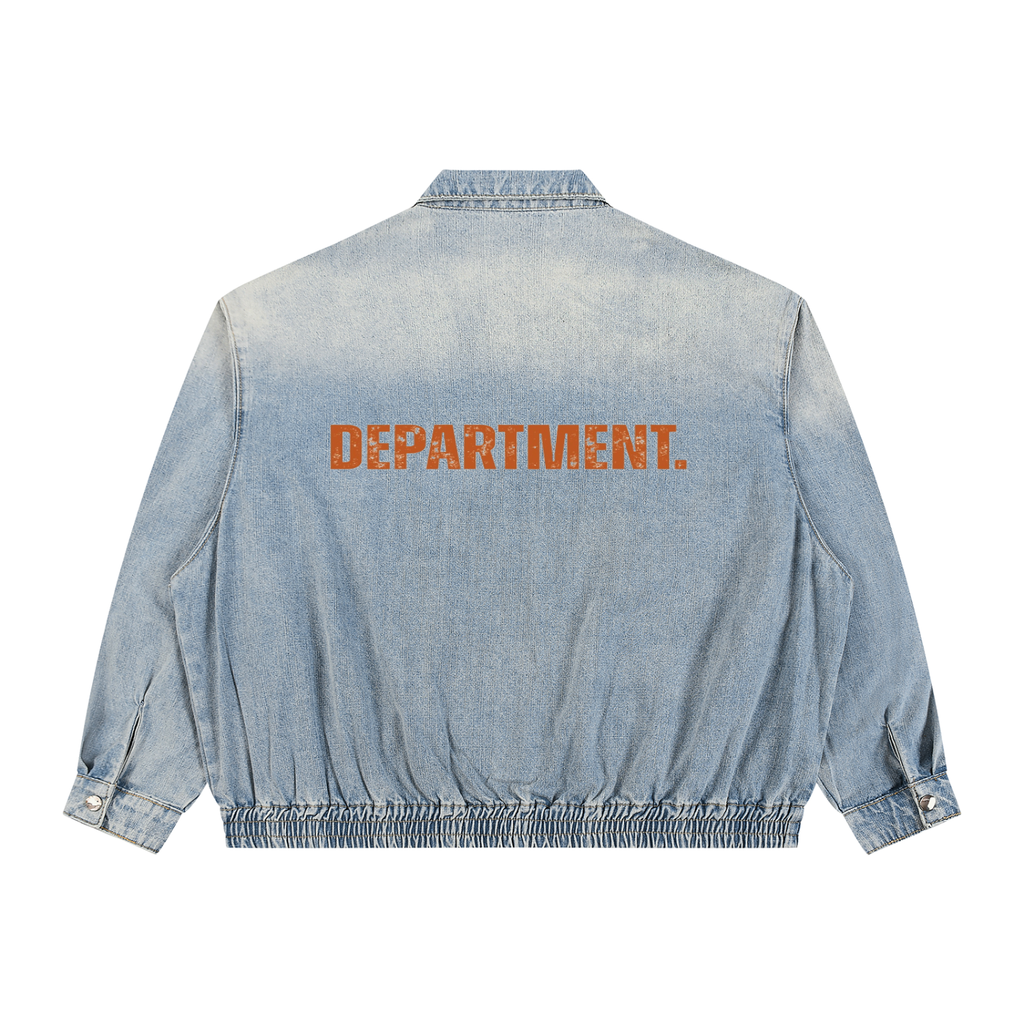 Unisex Vintage Wash Full-Zip Denim Jacket