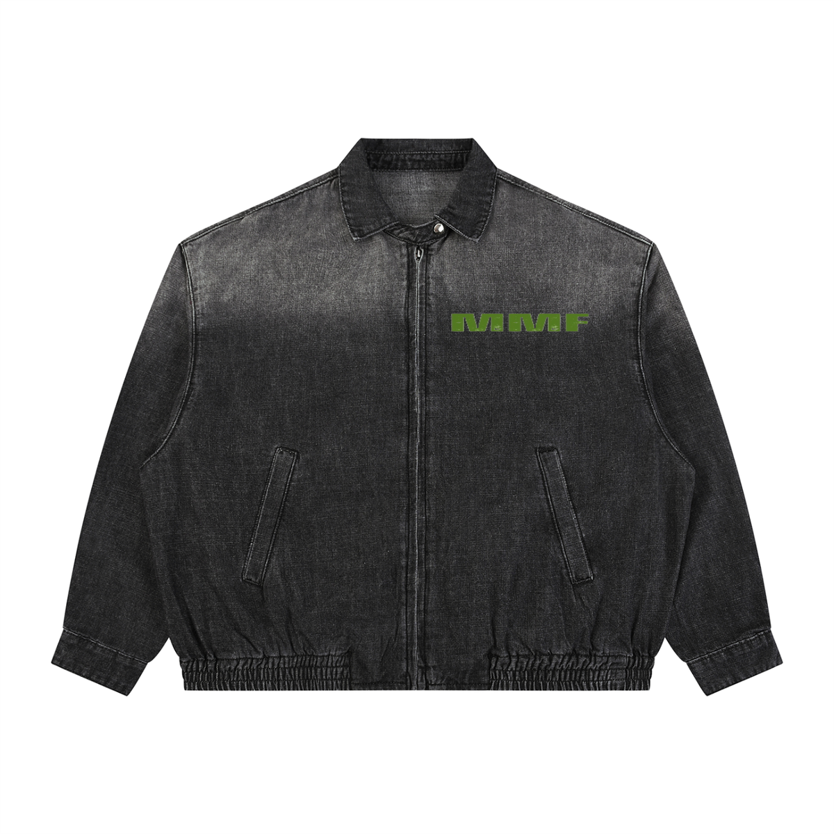 Unisex Vintage Wash Full-Zip Denim Jacket