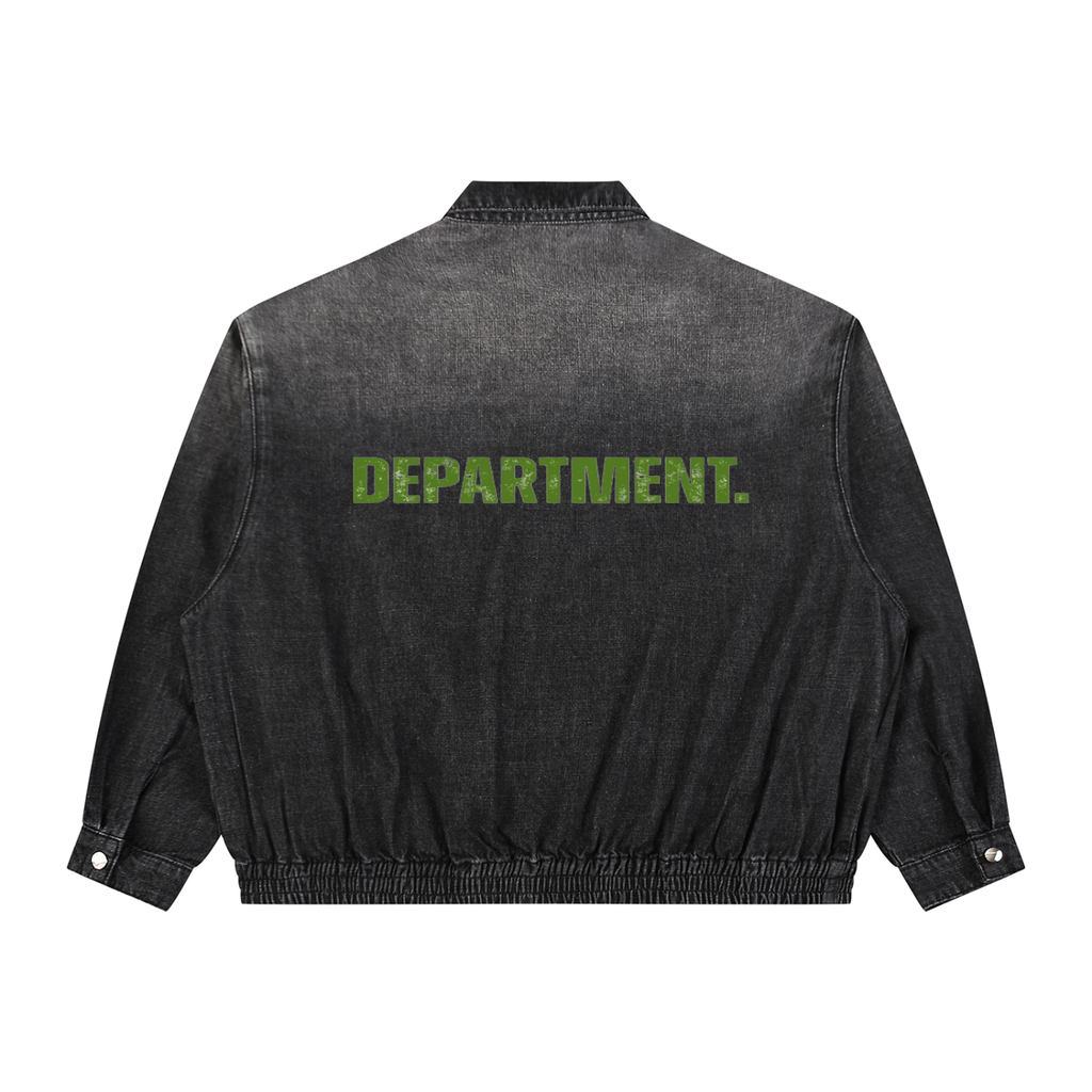 Unisex Vintage Wash Full-Zip Denim Jacket