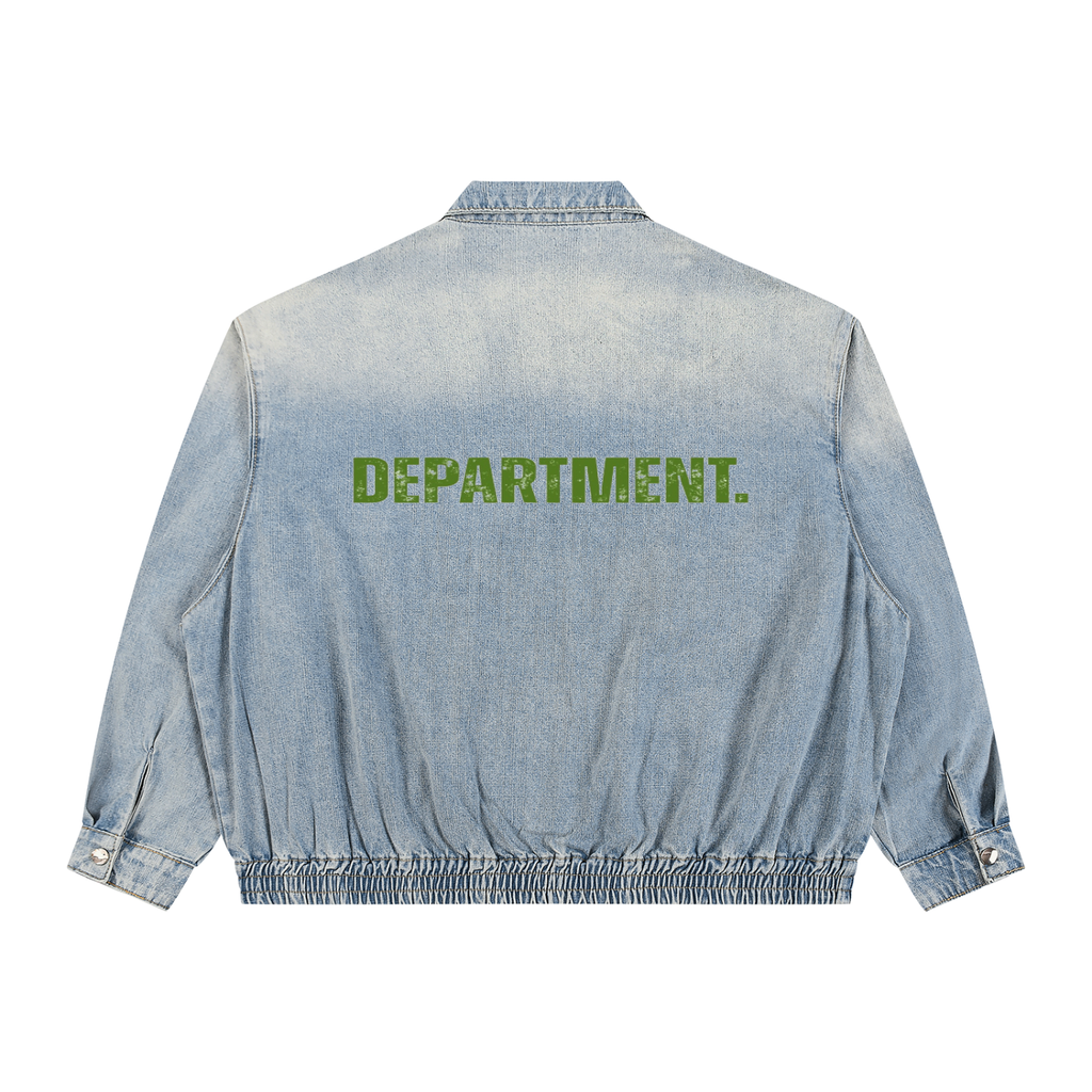 Unisex Vintage Wash Full-Zip Denim Jacket