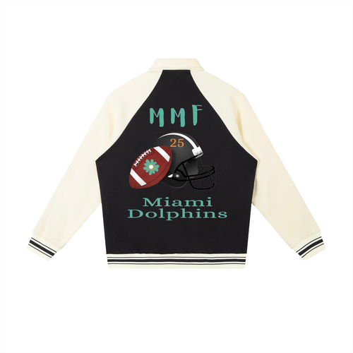 Contrast Raglan Sleeve Baseball Jacket