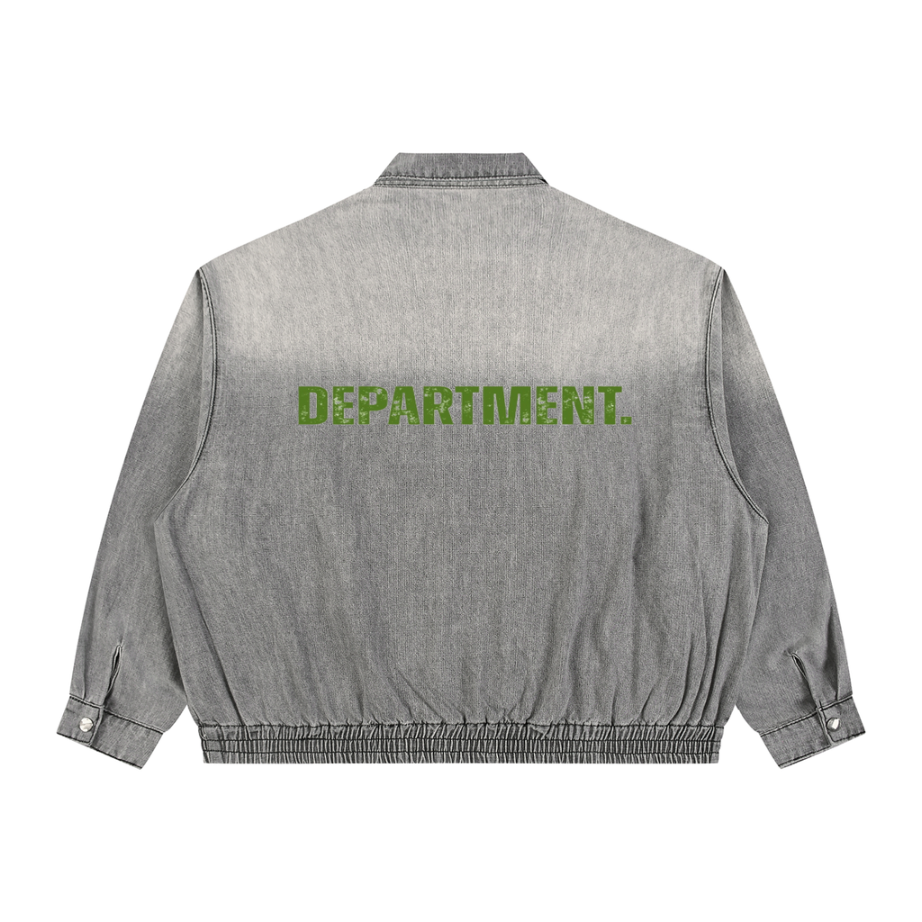 Unisex Vintage Wash Full-Zip Denim Jacket