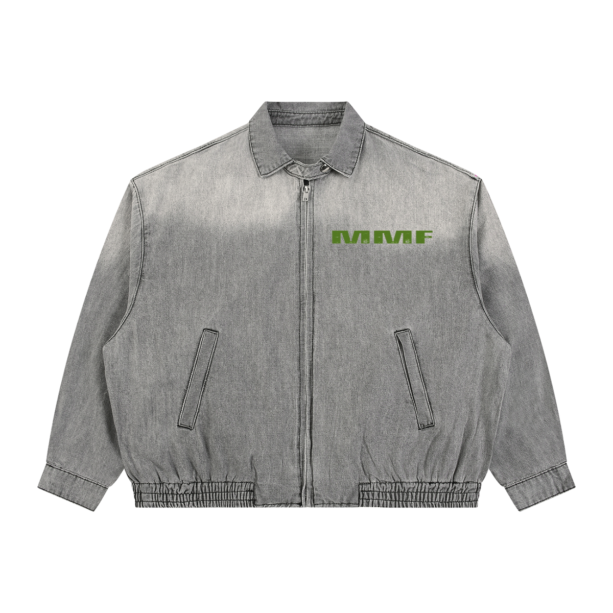 Unisex Vintage Wash Full-Zip Denim Jacket
