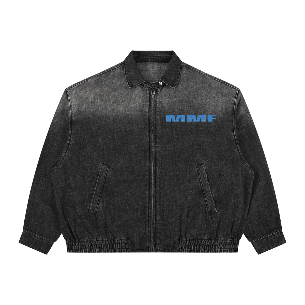 Unisex Vintage Wash Full-Zip Denim Jacket
