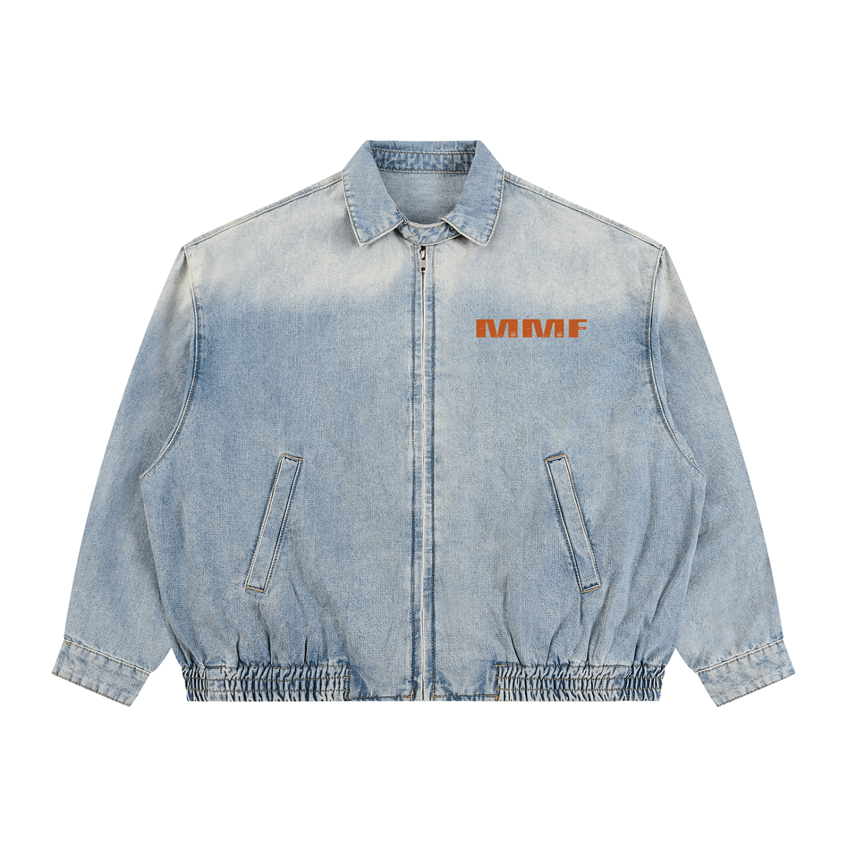 Unisex Vintage Wash Full-Zip Denim Jacket