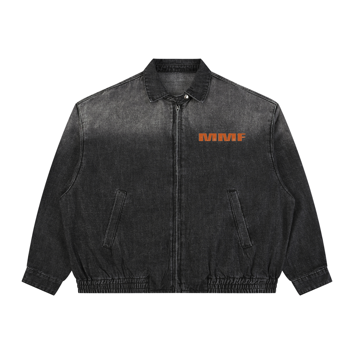 Unisex Vintage Wash Full-Zip Denim Jacket